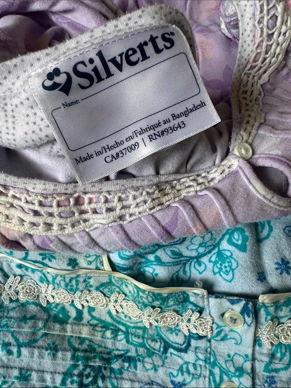 Silverts LOT open back nightgown with snaps. L/Xl
